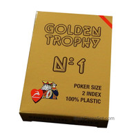 Modiano Italian Poker Game Plastic Playing Cards, RED Golden Trophy, Made in Italy
