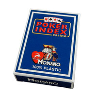 Modiano Italian Poker Game Playing Cards - Blue Poker Index - Single Card Deck - 100% Plastic Made in Italy