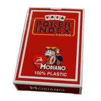 Modiano Italian Poker Game Playing Cards - RED Poker Index - Single Card Deck - 100% Plastic Made in Italy
