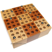 Elbert Mini Wooden Travel Sudoku Board Game Set with Wood Peg Pieces, 5 x 5 Inch
