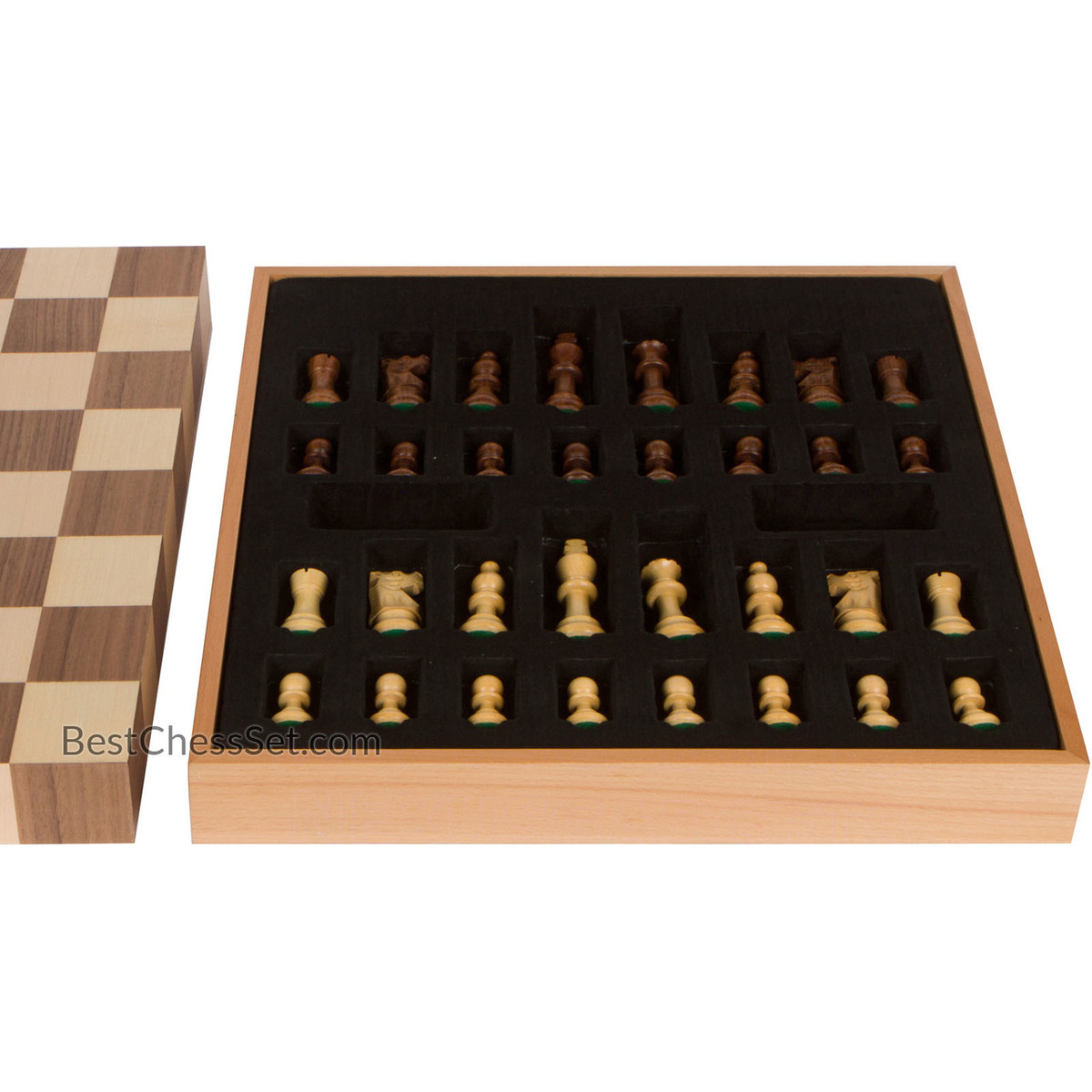 Athena Tournament Chess Inlaid Wood Board Game with Weighted