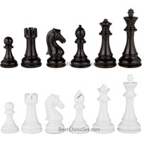 Minerva Black and White Extra Heavy Metal Chess Pieces with 4.5 Inch King and Extra Queens, Pieces Only, No Board