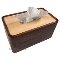 Lombard Maple and Walnut Wood Large Deluxe Tissue Paper Box Cover