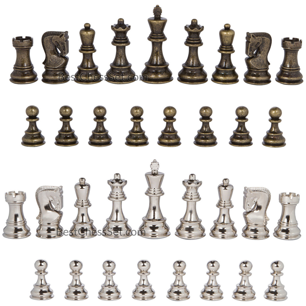 Ozark Chess Pieces 2.5 In King BRONZE SILVER METAL Set Weighted NO BOARD New 