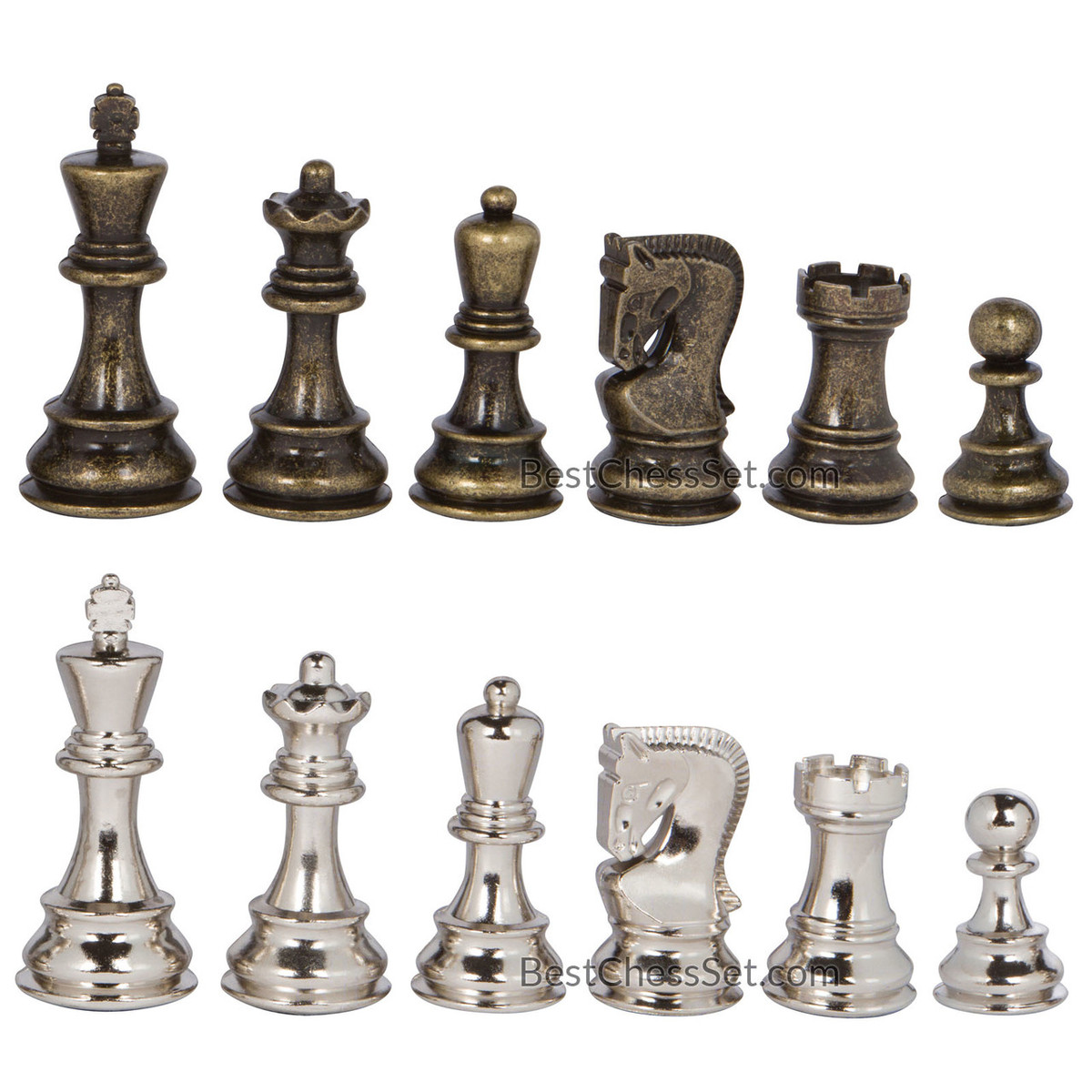 The Royal Carved Series brass chess set 3.75 King with 14 x 14
