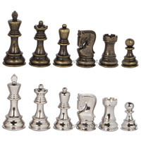 Pie Janus Silver And Bronze Extra Heavy Metal Chess Pieces With Extra Queens 