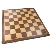 Madison Extra Thick Chess Board with Inlaid Walnut and Maple Wood, Large 16 x 16 Inch, Board Only