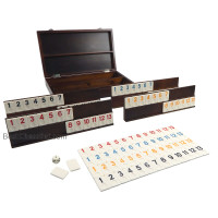 Thayer Large Rummy Tile Board Game in Wood Case with Wooden Racks and Urea Tiles
