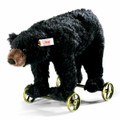 EAN 034428 Steiff mohair Black bear on wheels, black