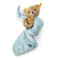 EAN 240102 Steiff plush Sleep well bear grip toy with rattle and neckerchief 3 in 1 set, blue