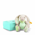 EAN 241154 Steiff plush My first Steiff rabbit with rustling foil in gift box, gray/mint