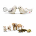 EAN 421518 Steiff mohair Noah's Ark lions, dromedaries, crocodiles and doves, multi colored