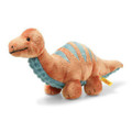 EAN 087837 Steiff plush Bronko brontosaurus, orange-petroleum blue