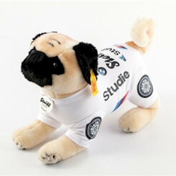 EAN 077012 BMW Sports Trophy Team Studie Steiff plush Mopsy pug, beige