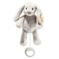 EAN 242465 Steiff plush soft cuddly friends Hoppie rabbit music box, light gray