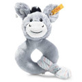 EAN 242519 Steiff plush soft cuddly friends Dinkie donkey grip toy, gray blue