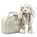 EAN 080968 Steiff plush soft cuddly friends Hoppie rabbit in suitcase, light gray