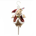 EAN 007262 Steiff wool plush Santa mouse ornament, light brown