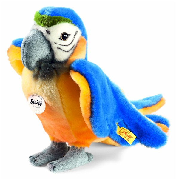 EAN 063985 Steiff woven fur Lori parrot blue/yellow