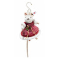 EAN 007453 Steiff wool plush Mrs. Santa mouse ornament, white