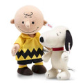 EAN 356070 Steiff velvet/mohair 75th anniversary Charlie Brown with Snoopy, pink/white