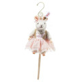 EAN 007354 Steiff wool plush Ballerina mouse ornament, light gray