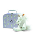 EAN 708015 Steiff plush soft cuddly friends Unica unicorn dangling in suitcase, white