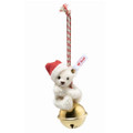 EAN 008023 Steiff mohair Teddy bear on bell ornament, white