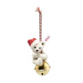 EAN 008023 Steiff mohair Teddy bear on bell ornament, white