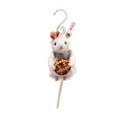 EAN 005886 Steiff wool plush Christmas bakery mouse ornament, light gray