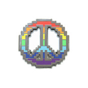 8-Bit Rainbow Peace Sign Lapel Pin Hard Enamel Black Nickel