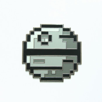 8-Bit Death Star Lapel Pin Hard Enamel Black Nickel