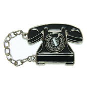 Vintage Dial Phone Lapel Pin Soft Enamel Silver Plating Metal