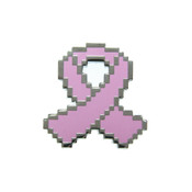 8-Bit Cancer Awareness Ribbon Lapel Pin Hard Enamel Black Nickel