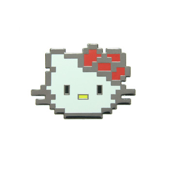 8-Bit Hello Kitty Lapel Pin Hard Enamel Black Nickel