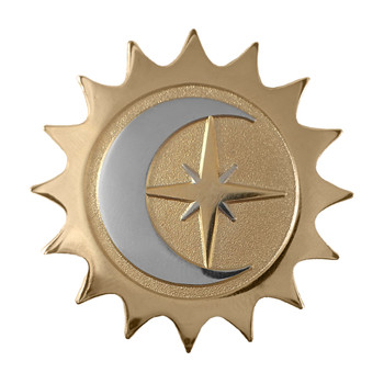 Moon Sun Star Lapel Pin Diestruck Gold Silver Dual Plated