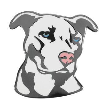Dog - Pit Bull - White Lapel Pin Hard Enamel Black Nickel