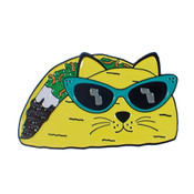 Taco Cat Lapel Pin Soft Enamel Black Dyed Metal