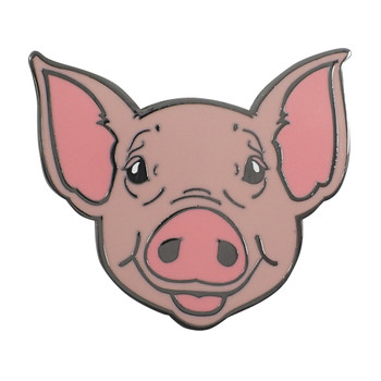 Pig Face Lapel Pin Hard Enamel Black Nickel