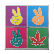 Pop Art Peace Hands Lapel Pin Hard Enamel Silver