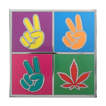 Pop Art Peace Hands Lapel Pin Hard Enamel Silver