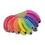 Rainbow Bananas Lapel Pin Hard Enamel Silver