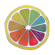 Rainbow Lemon Lapel Pin Hard Enamel Silver