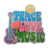 Peace Love Music Lapel Pin Hard Enamel Black Nickel