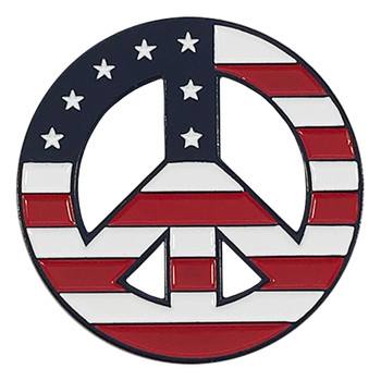 Peace Sign - US Flag Lapel Pin Soft Enamel PMS 282 Dyed Metal