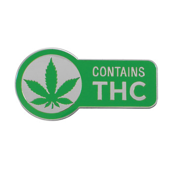 Contains THC Lapel Pin Hard Enamel Silver