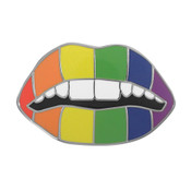 Rainbow Lips Lapel Pin Hard Enamel Silver