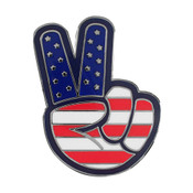 American Peace Hand Lapel Pin Hard Enamel Silver Metal
