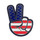 American Peace Hand Lapel Pin Hard Enamel Silver Metal