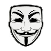 Anonymous Mask Lapel Pin Hard Enamel Silver Metal